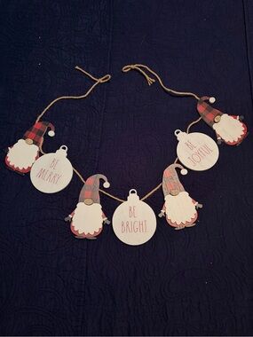 Rae Dunn Red Plaid and White Gnome Garland